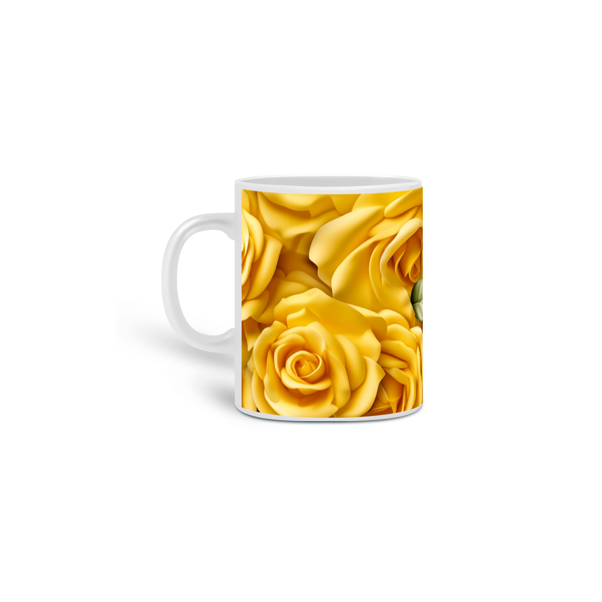 Nome do produto: Caneca Branca - Flores 3D 