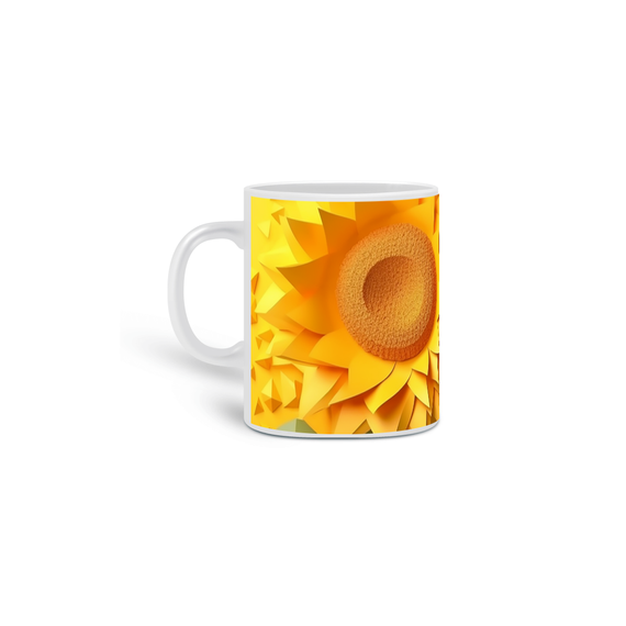 Caneca Branca - Flores 3D 