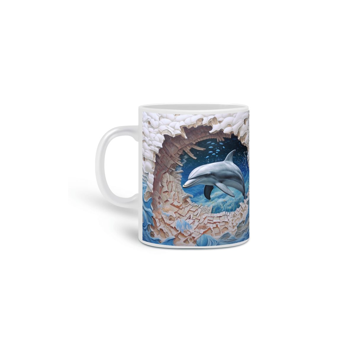 Nome do produto: Caneca Branca - Golfinho 3D 