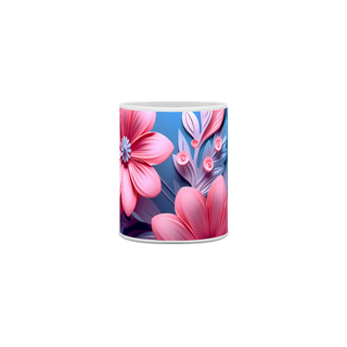 Nome do produtoCaneca Branca - Flores 3D