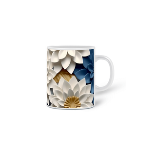 Nome do produtoCaneca Branca - Flores 3D 