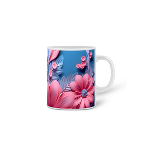 Nome do produtoCaneca Branca - Flores 3D