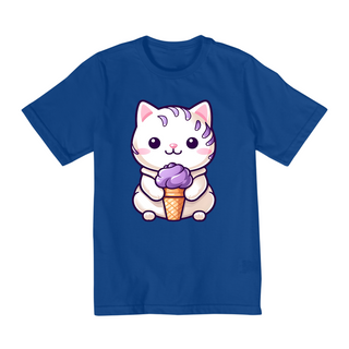 Camiseta Infantil - Gato com Sorvete