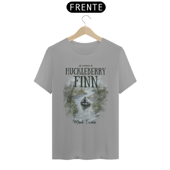 Huckleberry Finn, Mark Twain TShirt Quality (Branca/Cinza)