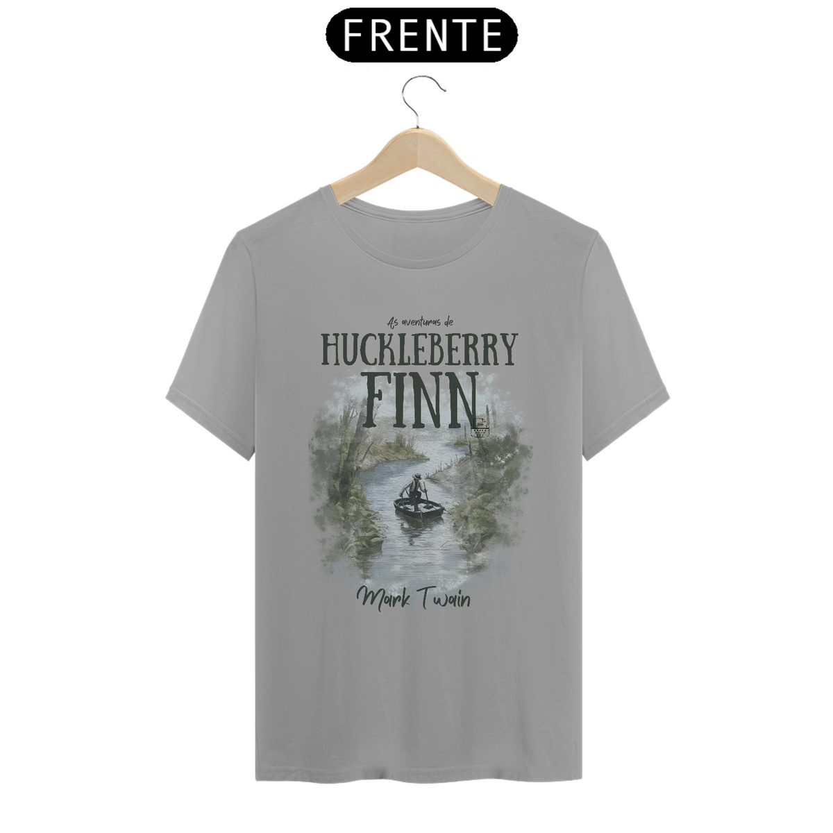 Nome do produto: Huckleberry Finn, Mark Twain TShirt Quality (Branca/Cinza)