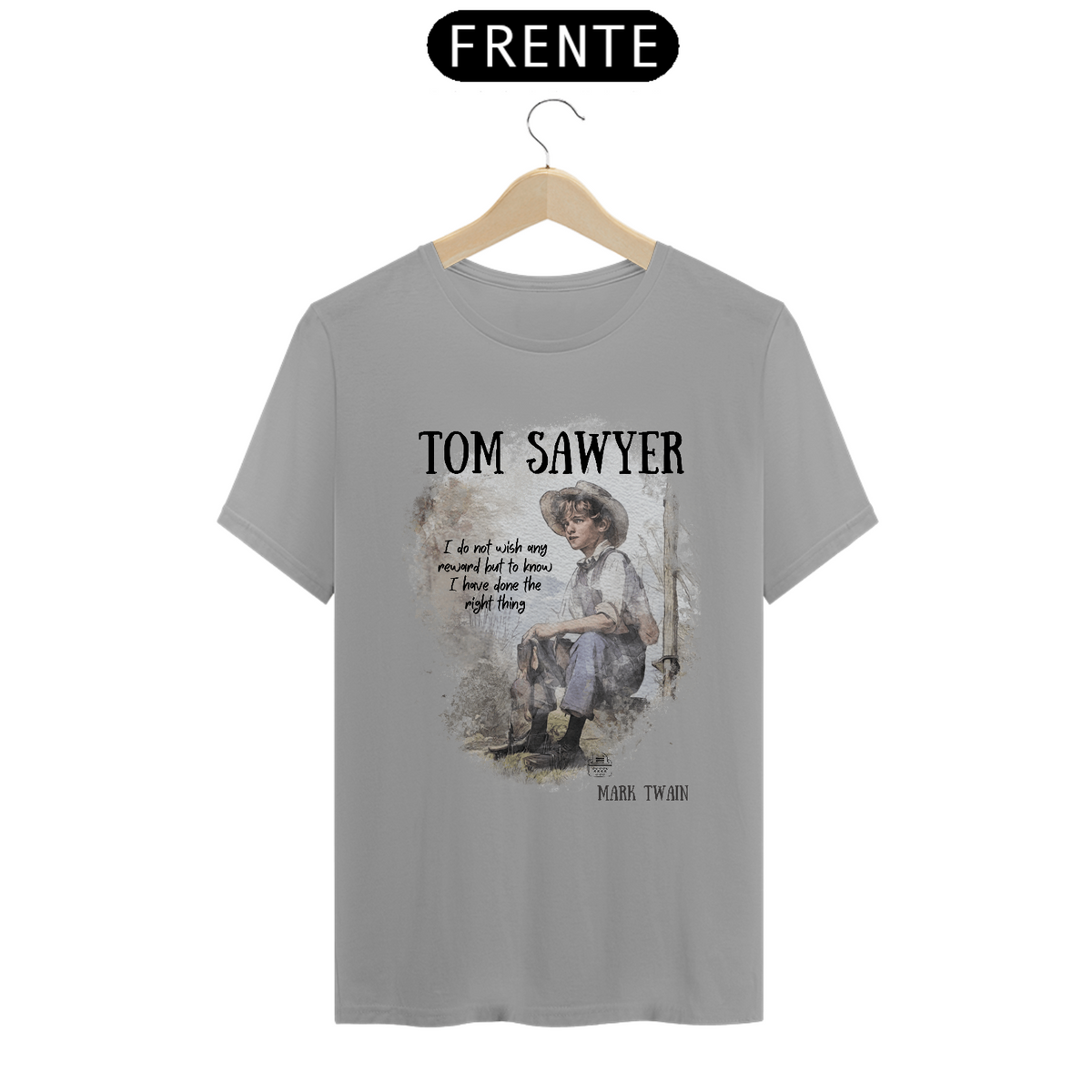 Nome do produto: Tom Sawyer, Mark Twain TShirt Quality (Branca/Cinza)