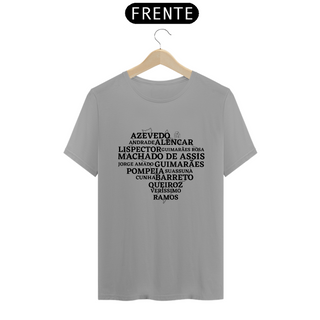 Nome do produtoRomancistas brasileiros TShirt Quality (Branca/Cinza)