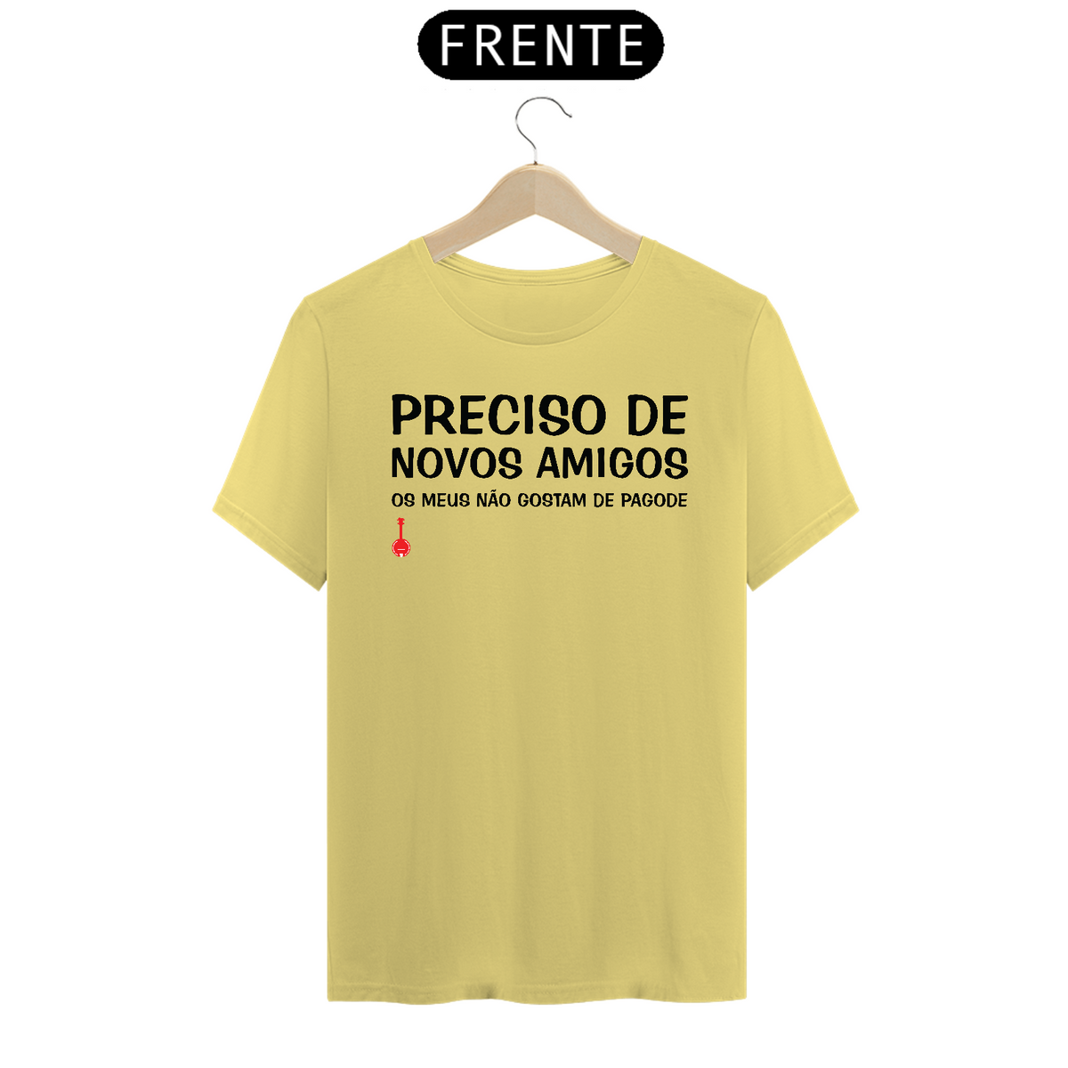 Nome do produto: Camiseta Meus Amigos Não Gostam de Pagode - Amarela Estonada
