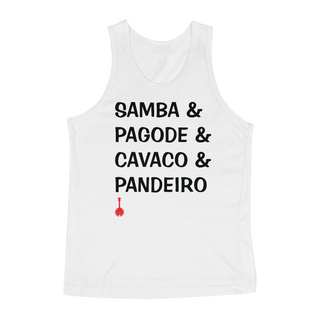 Camiseta Regata Samba, Pagode, Cavaco e Pandeiro - Branca