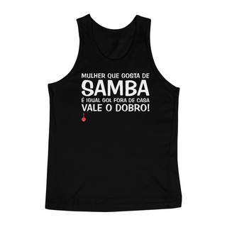 Camiseta Regata Mulher Que Gosta de Samba - Preta
