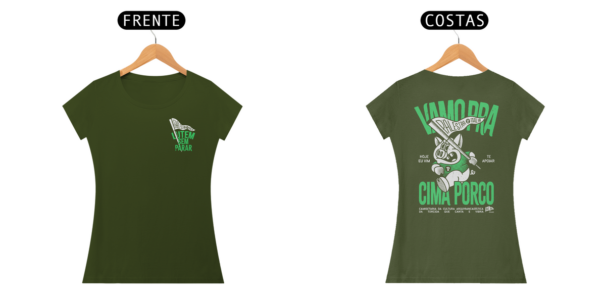 Nome do produto: Camiseta Feminina // VAMO PRA CIMA PORCO // - BABY LONG