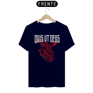 Nome do produtoCamiseta São Miguel Quis ut Deus - Escura