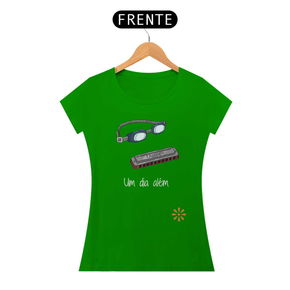Nome do produto: Um dia além - gaita e óculos (feminina - verde-bandeira)