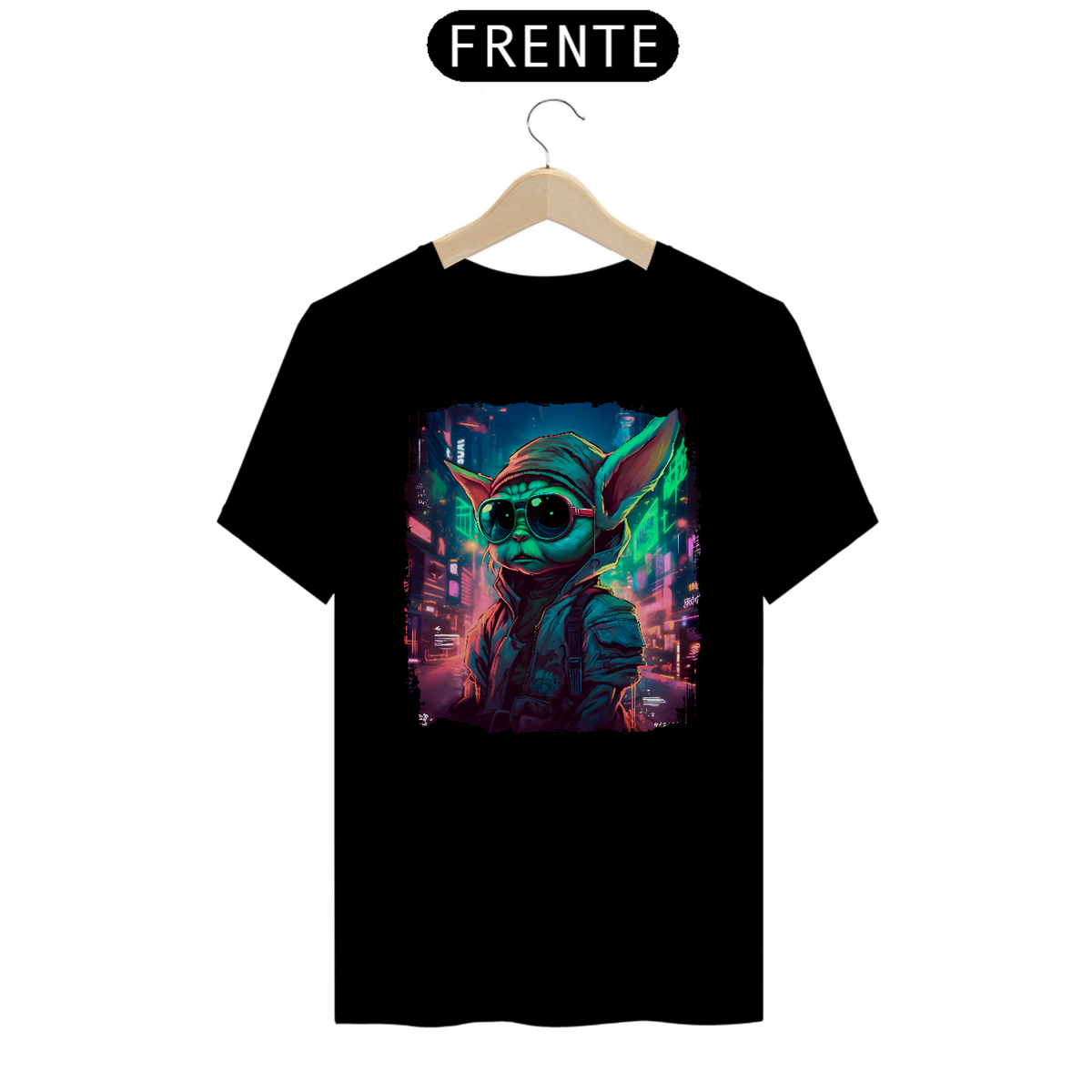 Nome do produto: Camiseta Cyberpunk - Neon Grogu