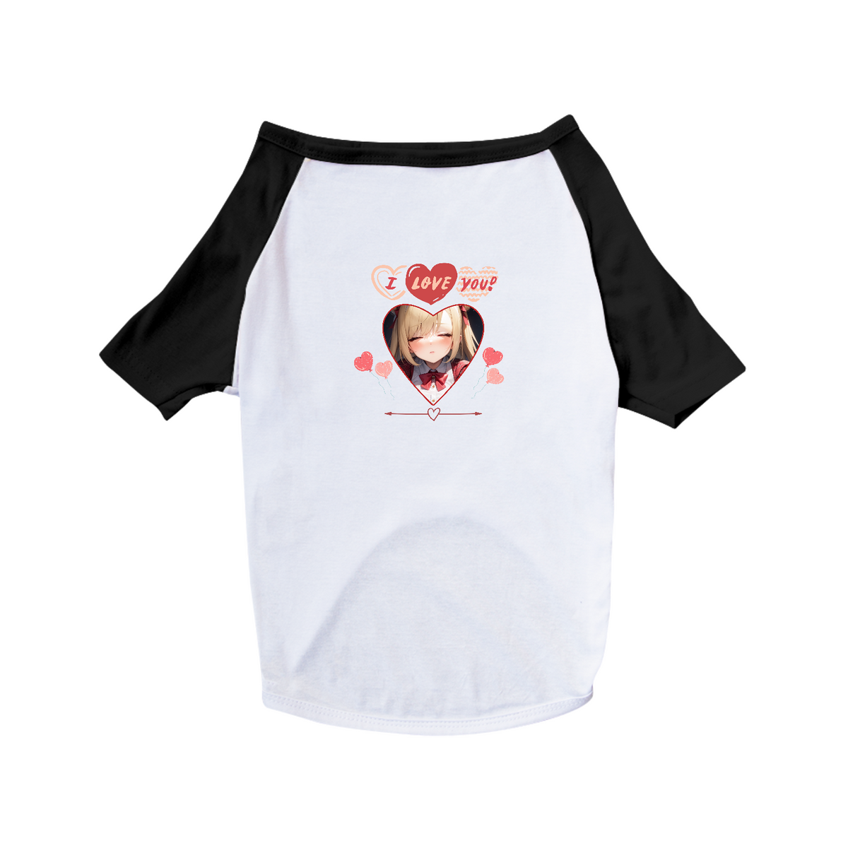 Nome do produto: camisa para pet I Love You ! , anime girl print