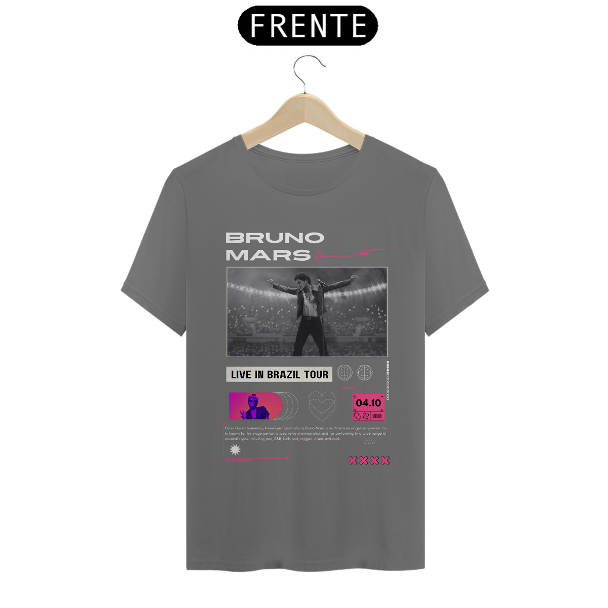 Nome do produto: Camiseta Estonada Bruno Mars São Paulo 04.10