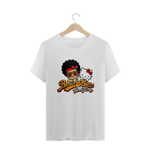 Camiseta Plus Size Bruno Mars x Hello Kitty