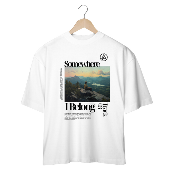 Camiseta Oversized Linkin Park Somewhere I Belong (Branca & Off White)