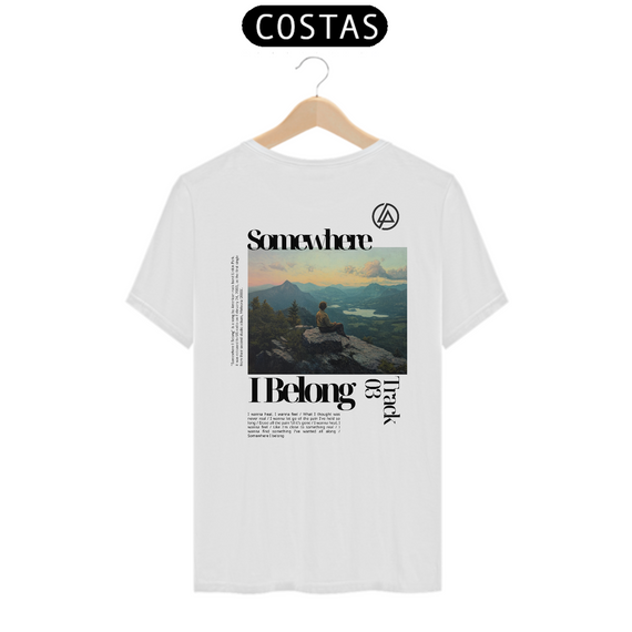 Camiseta Linkin Park Somewhere I Belong (Branca, Costas)