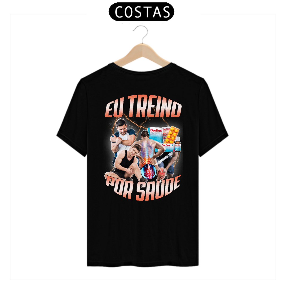 Nome do produto: Camiseta Eu Treino Por Saúde (Estampa nas Costas)