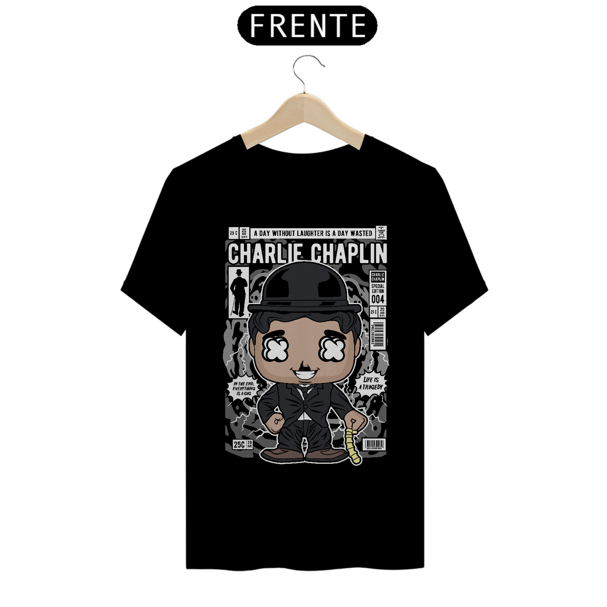 Nome do produto: Camiseta Funko Pop Charlie Chaplin