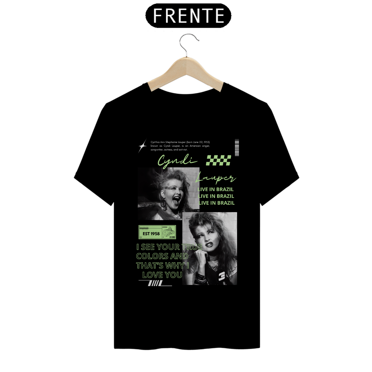 Nome do produto: Camiseta Cyndi Lauper Live in Brazil