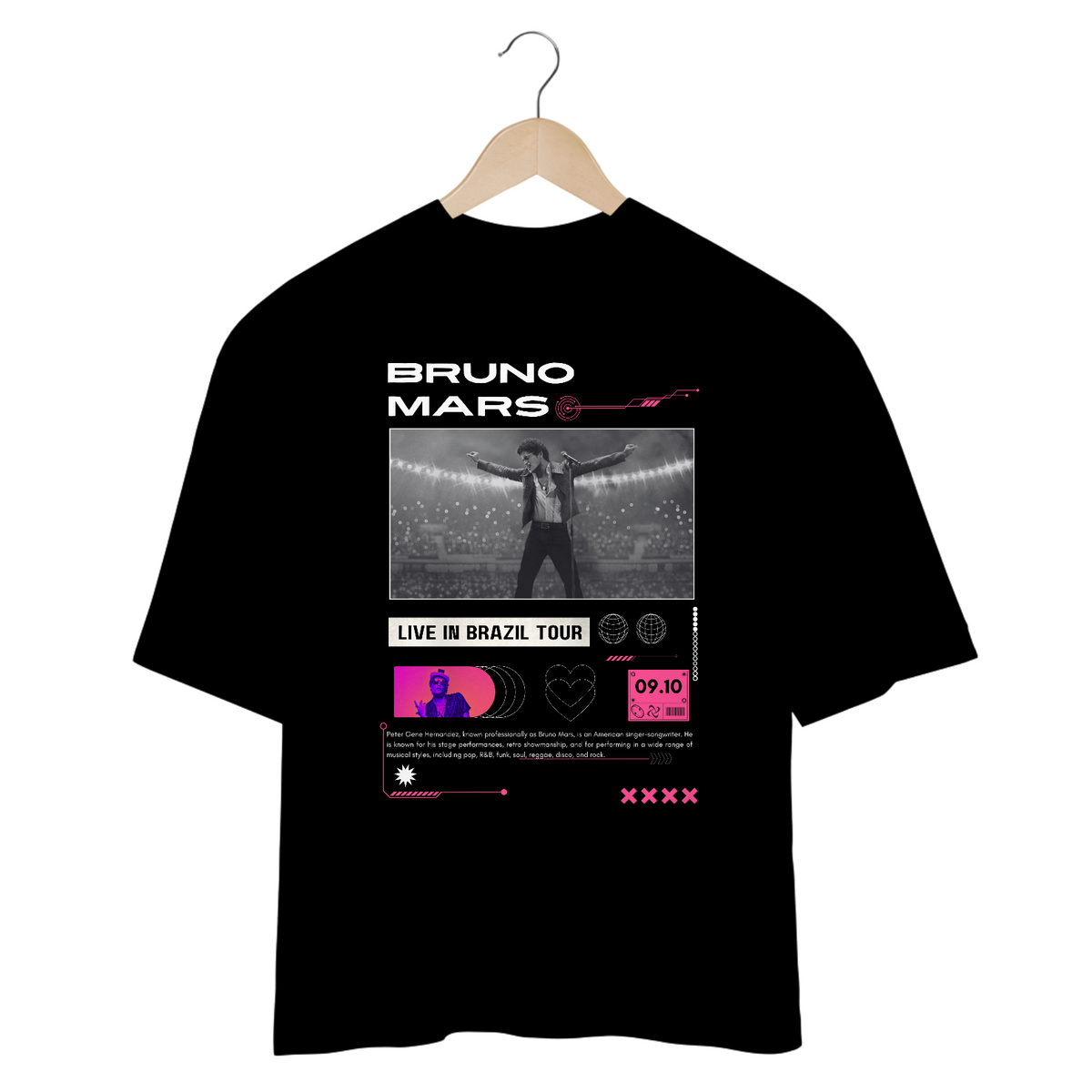 Nome do produto: Camiseta Oversized Bruno Mars São Paulo 09.10