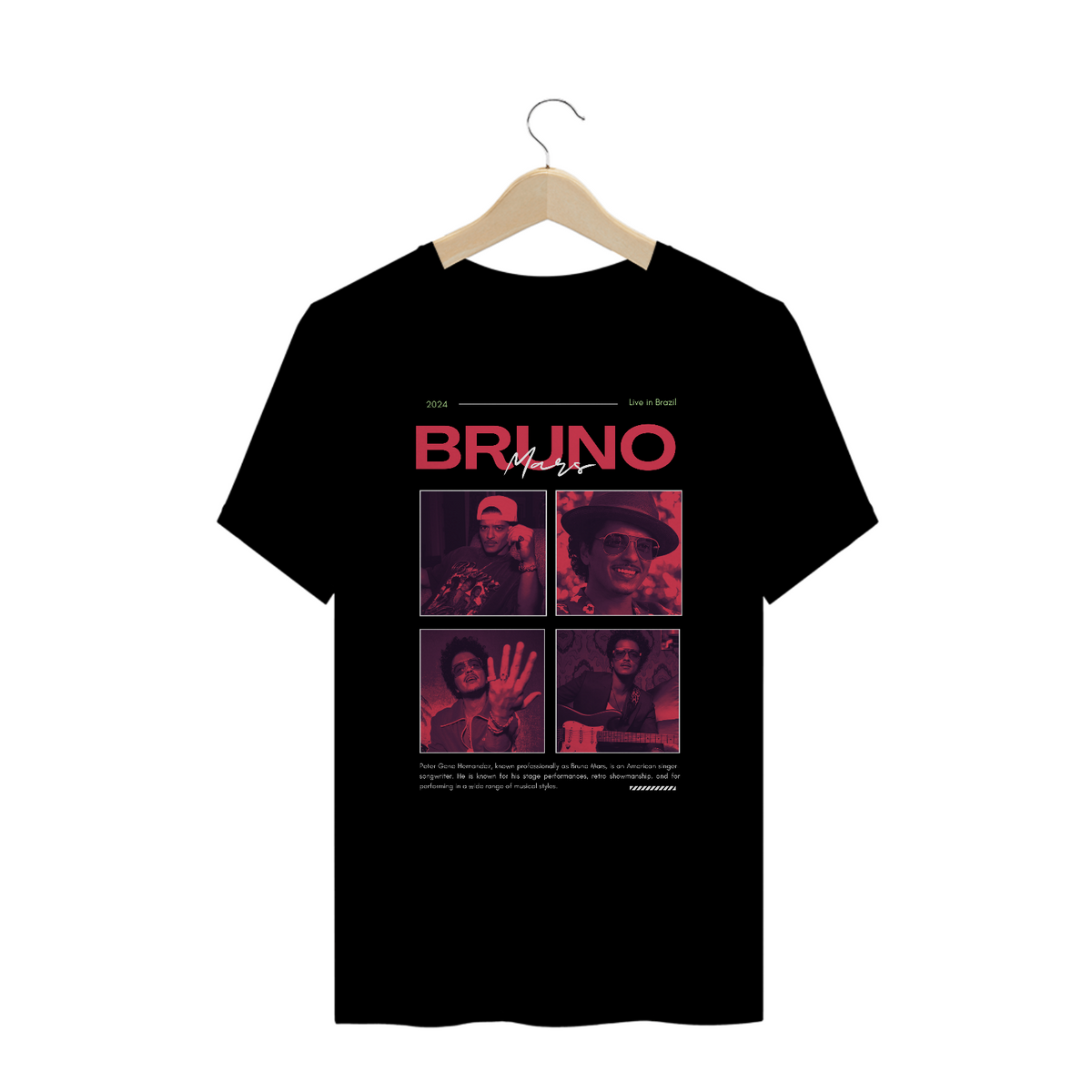 Nome do produto: Camiseta Plus Size Bruno Mars Live in Brazil 2024