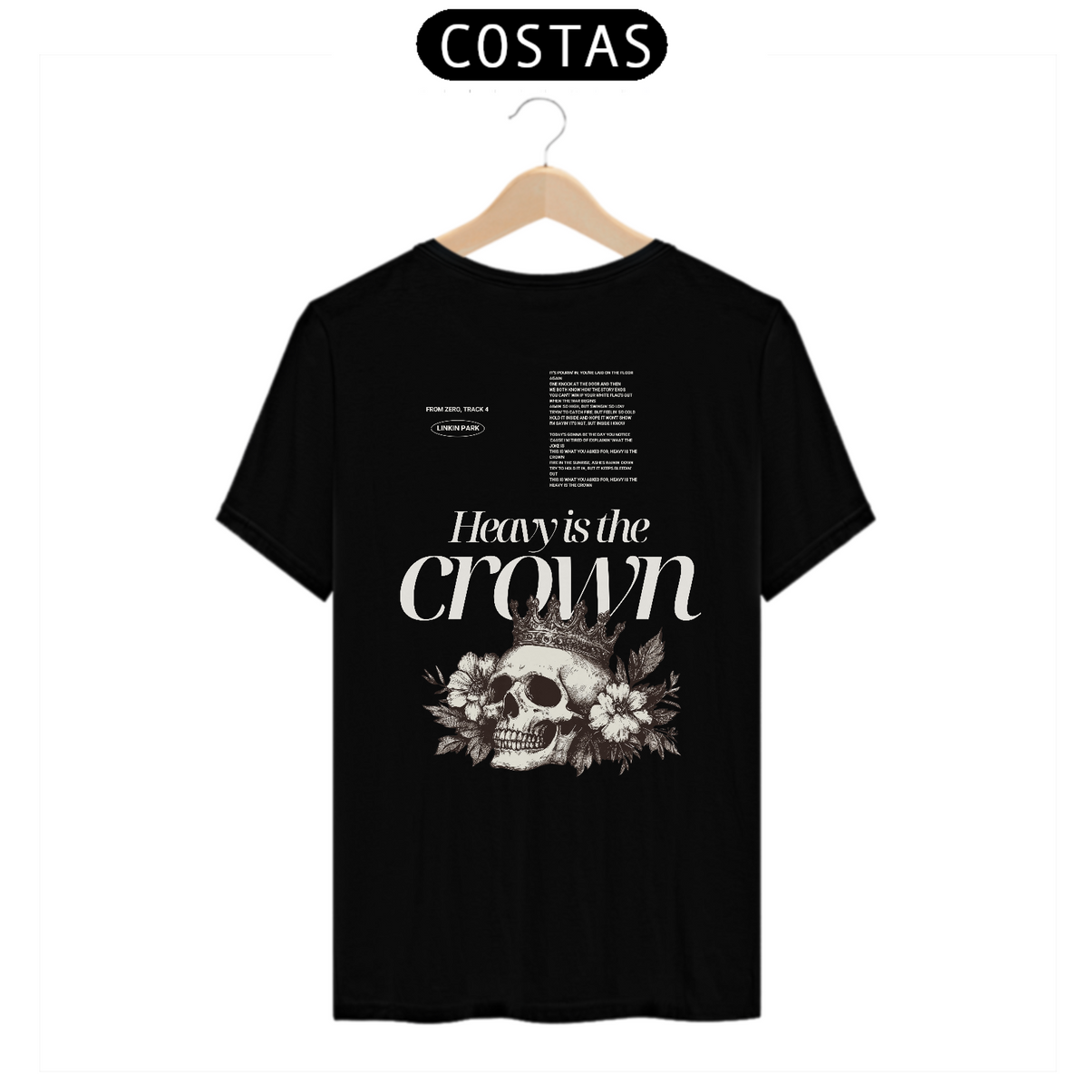 Nome do produto: Camiseta Linkin Park Heavy is The Crown (Preta, Estampa nas Costas)