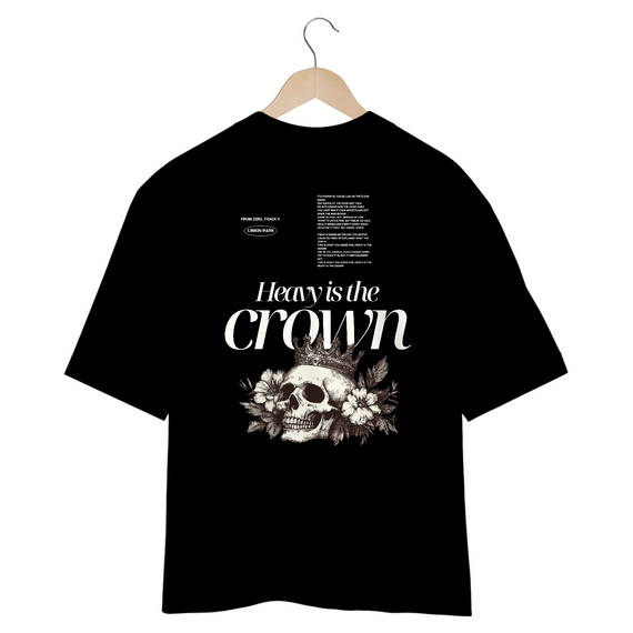 Camiseta Oversized Linkin Park Heavy is The Crown (Preta, Estampa nas Costas)