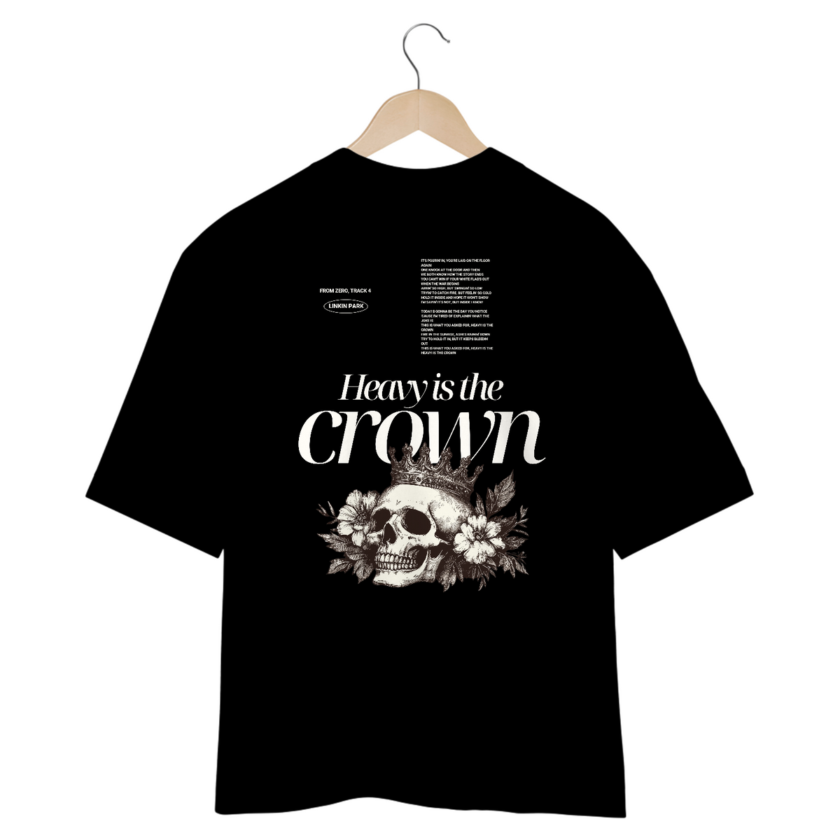 Nome do produto: Camiseta Oversized Linkin Park Heavy is The Crown (Preta, Estampa nas Costas)