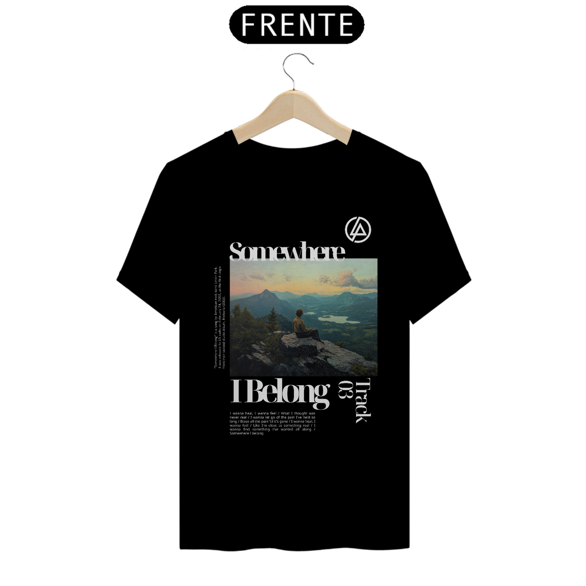 Nome do produto: Camiseta Linkin Park Somewhere I Belong (Preta)