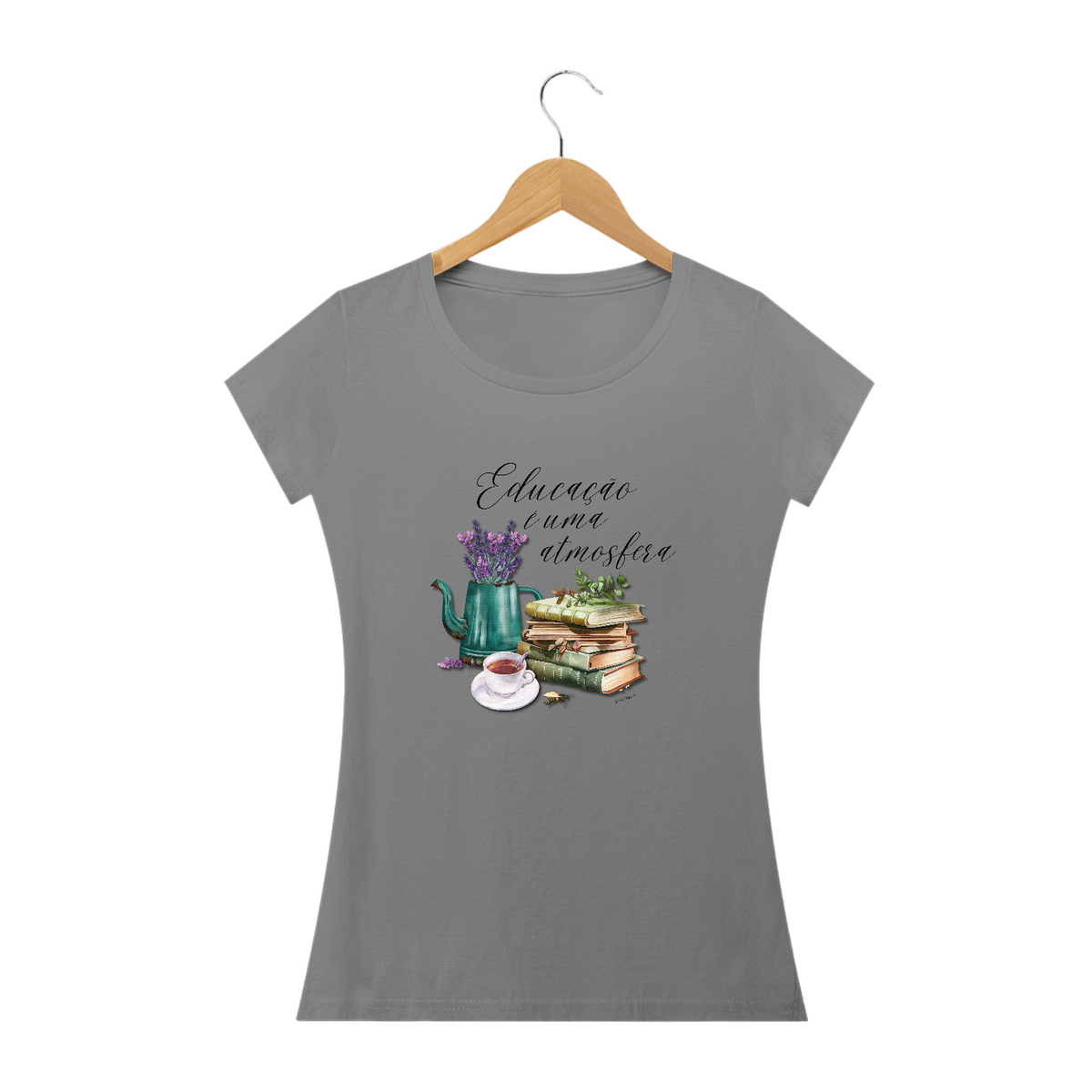 Nome do produto: camiseta feminina Educação é uma atmosfera - Lavanda