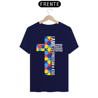 Nome do produtoT-shirt - autismo (respeite, ame, pessoas autistas tambem precisam de Jesus)