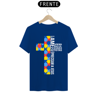 Nome do produtoT-shirt - autismo (respeite, ame, pessoas autistas tambem precisam de Jesus)