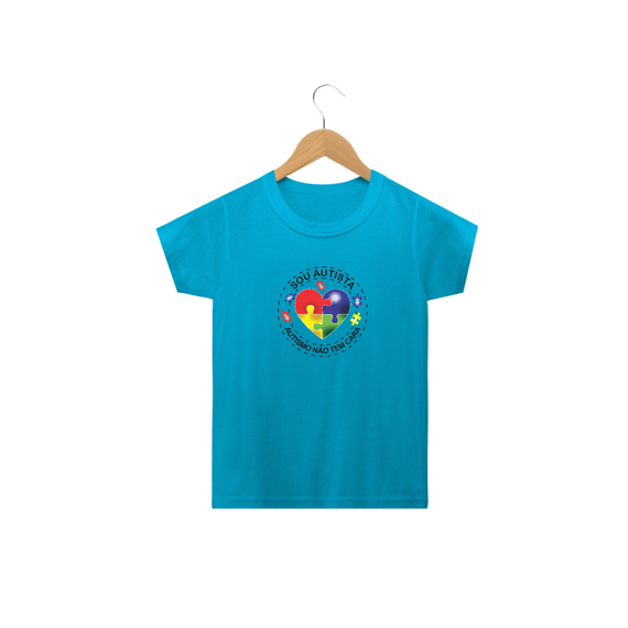 T-shirt Infantil - autismo (Sou autista, autismo não tem cara)