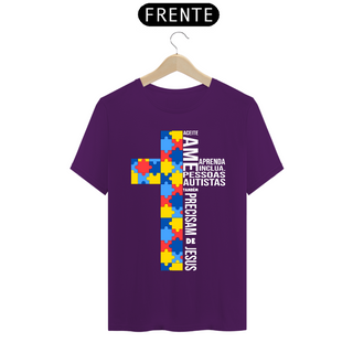 Nome do produtoT-shirt - autismo (respeite, ame, pessoas autistas tambem precisam de Jesus)