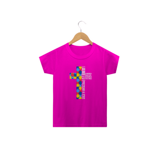 Nome do produtoT-shirt Infantil - autismo (respeite, ame, pessoas autistas tambem precisam de Jesus)