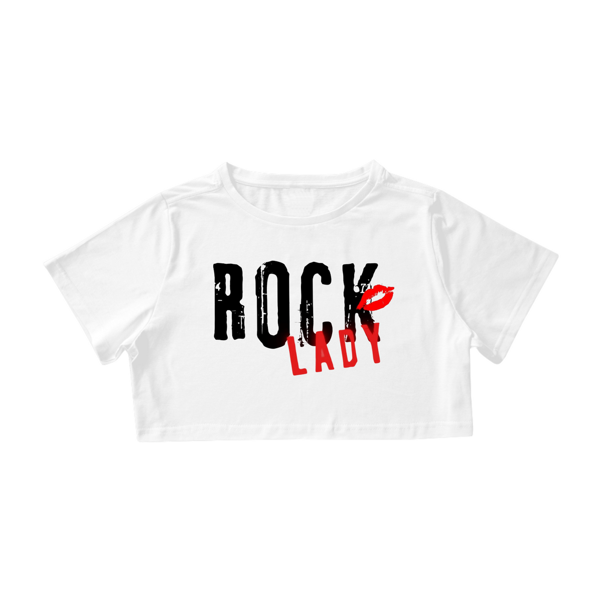Nome do produto: Camiseta Cropped - Rock Lady - Branca