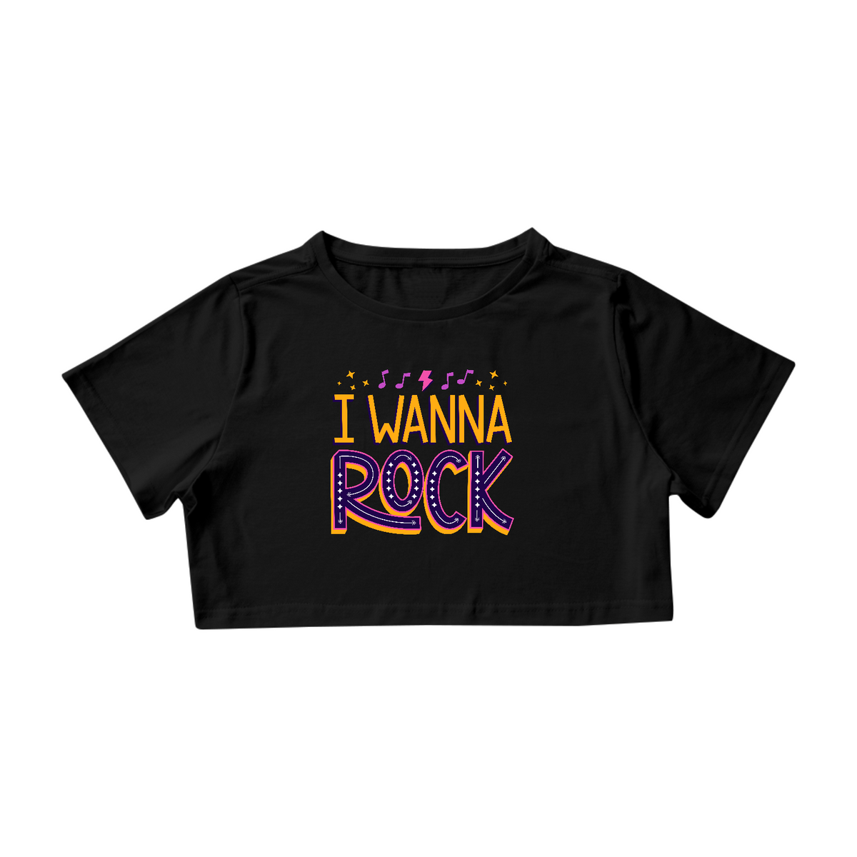 Nome do produto: Camiseta Feminina Cropped - I Wanna Rock