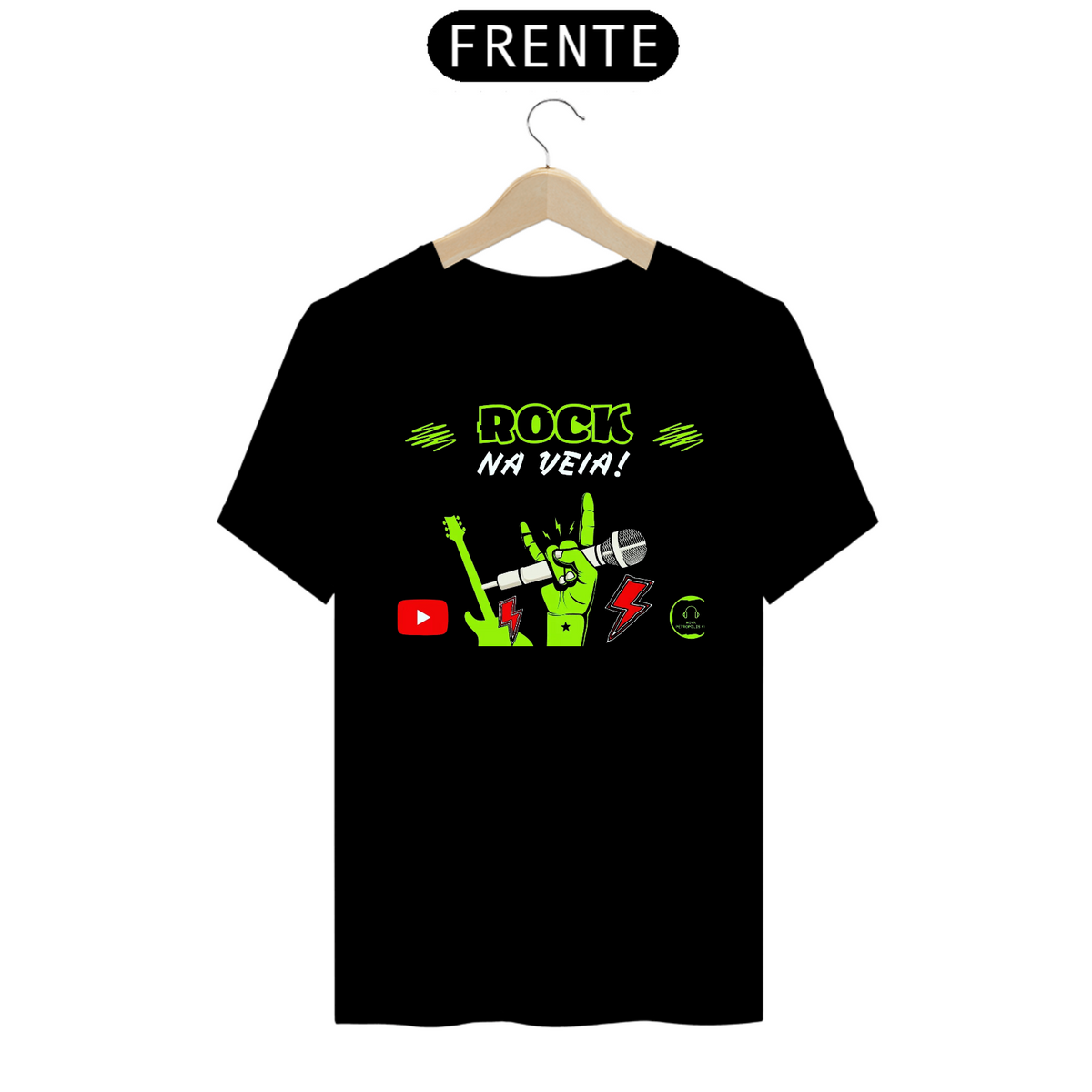 Nome do produto: Camiseta Rock na Veia - Nova Petrópolis FM - Preta