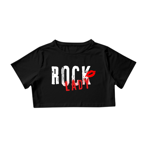Camiseta Cropped - Rock Lady - Branca