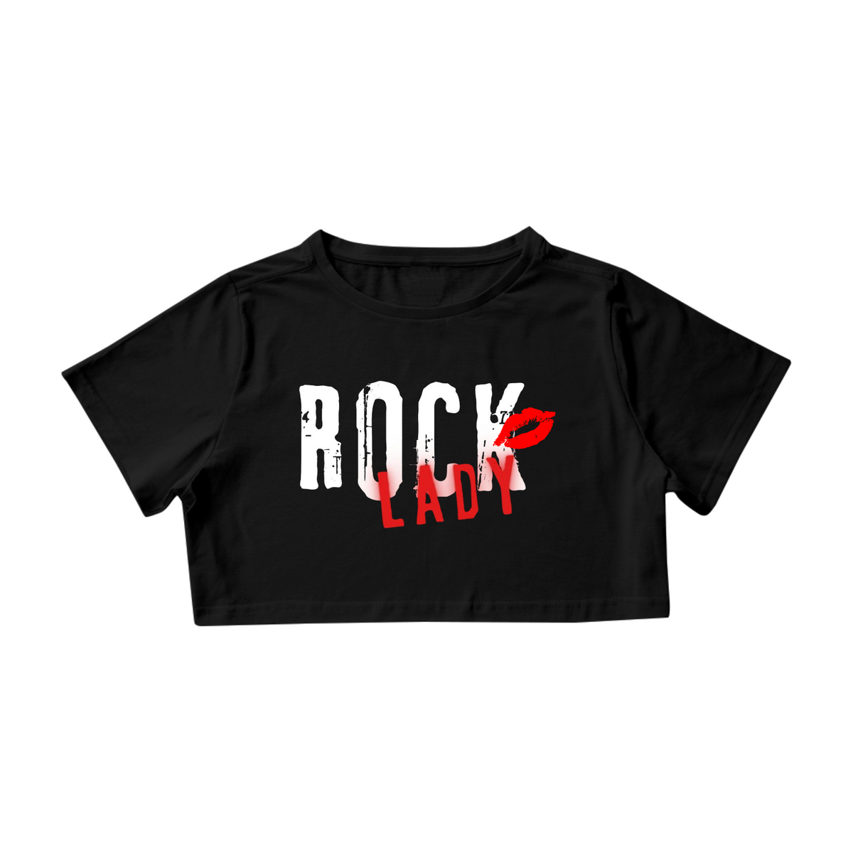 Nome do produto: Camiseta Cropped - Rock Lady - Branca