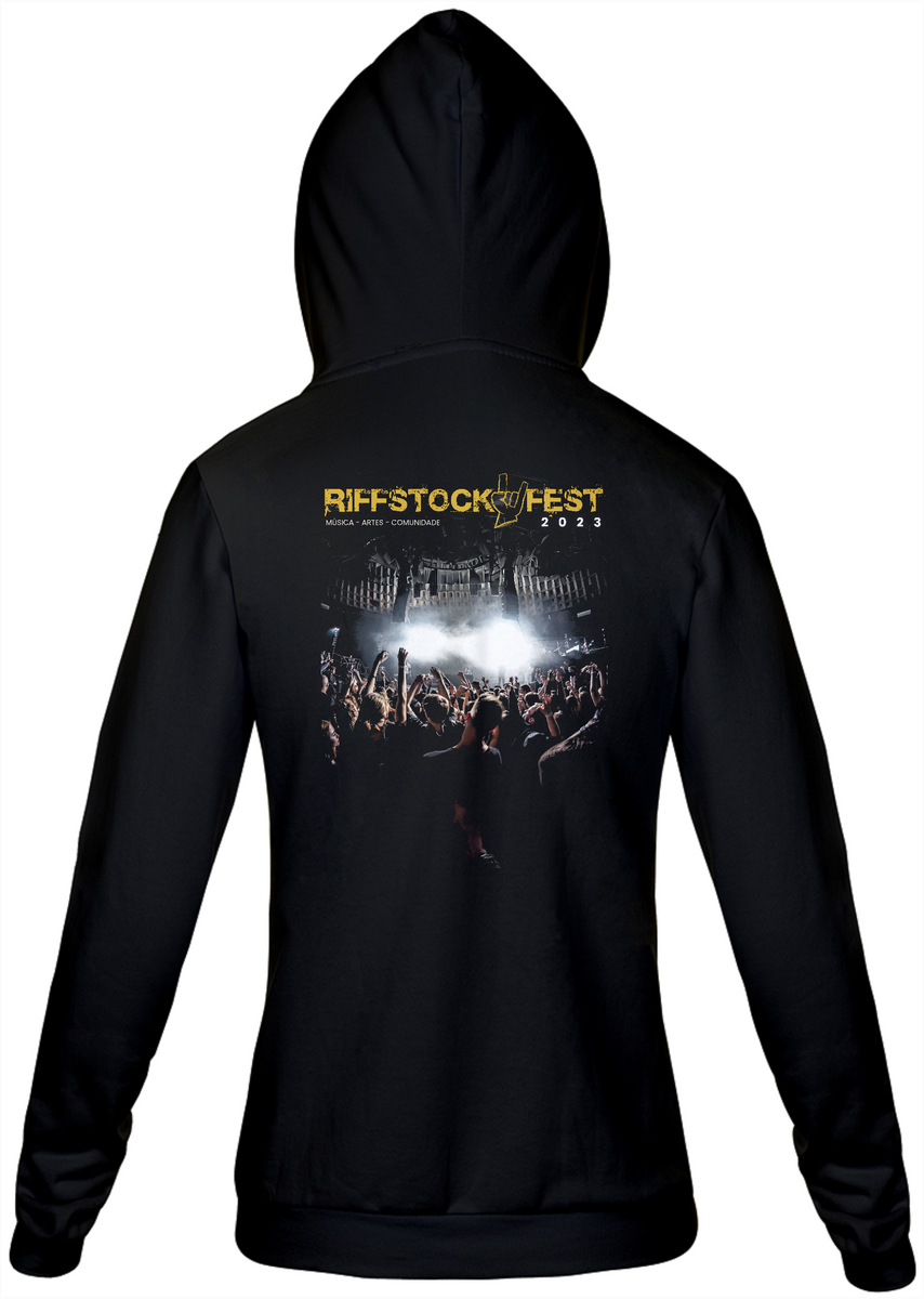 Nome do produto: Moletom Zíper - RiffStock Fest 2023