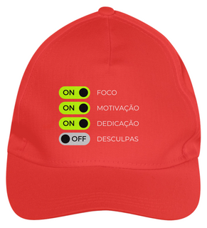 Nome do produtoBoné de Brim Foco, Motivação, Dedicação, Desculpas