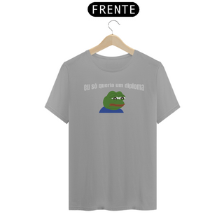 Nome do produtoCamiseta [outros] {cores diversas} - frente - eu só quero um diploma meme sapo