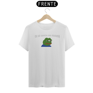 Nome do produtoCamiseta [outros] {cores diversas} - frente - eu só quero um diploma meme sapo