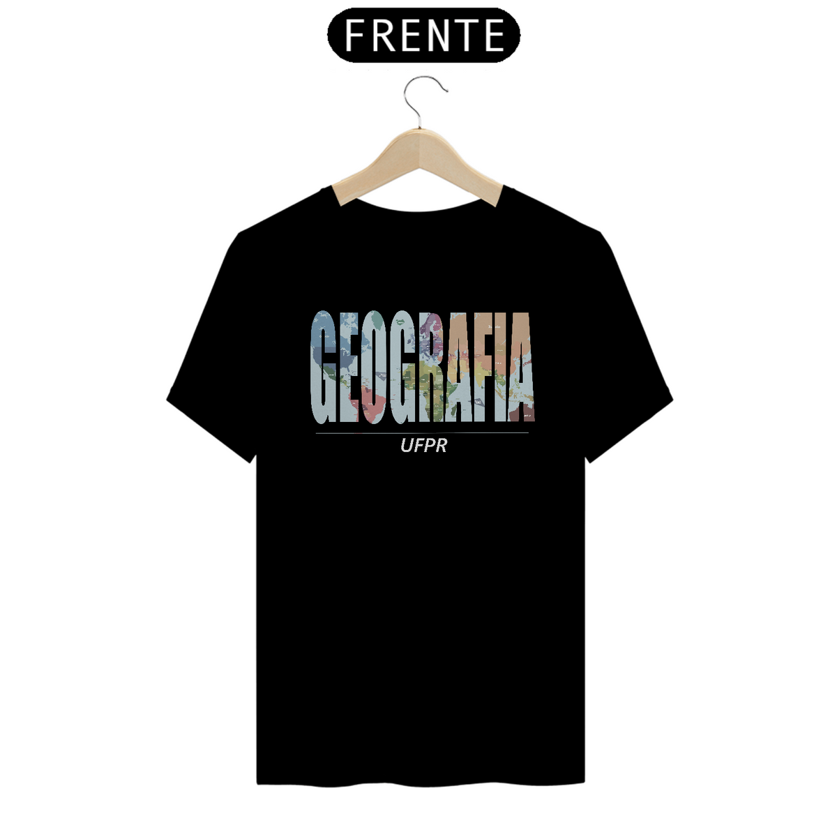 Nome do produto: Camiseta [geografia] {preta} - frente - Mapa Mundi