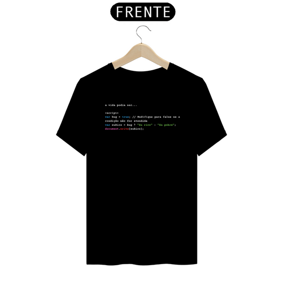 Camiseta [tecnologia] {cores diversas} - frente - bug = true