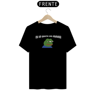 Nome do produtoCamiseta [outros] {cores diversas} - frente - eu só quero um diploma meme sapo